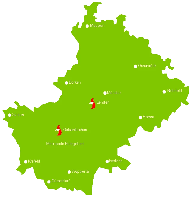 Liefergebiet der Hambrock Großhandel GmbH Karte des Liefergebiets